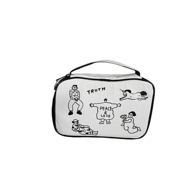 Elegante patrón floral blanco de gran capacidad Lavable bolsa de viaje cosmética con cremallera