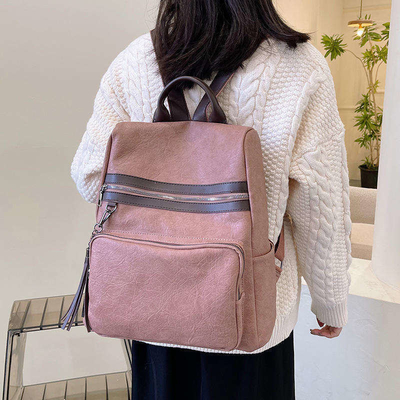 Mochila de computadora portátil de dos vías para niñas Bolso Bange de cuero PU personalizado
