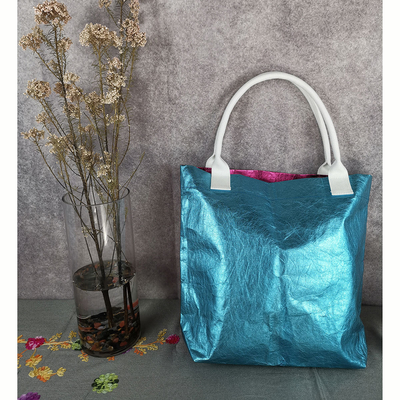Bolso de mujer de piel brillante de gran capacidad Bolso de mano para profesionales en azul y rojo rosa