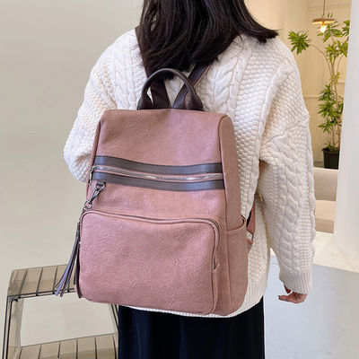 26*33*13cm Mochila de viaje de cuero PU multifuncional y elegante para damas