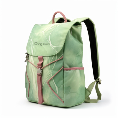 Mochila de viaje de nylon resistente al agua con bolsillos frontales dobles y cierre de cremallera portátil
