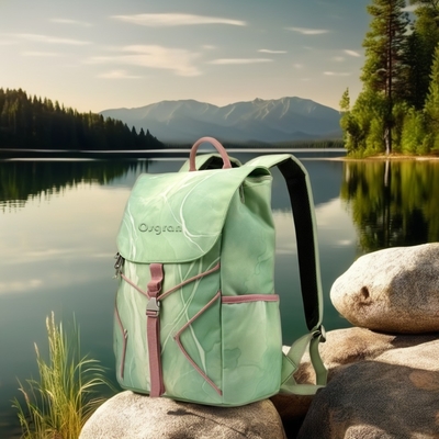Mochila de viaje de nylon resistente al agua con bolsillos frontales dobles y cierre de cremallera portátil