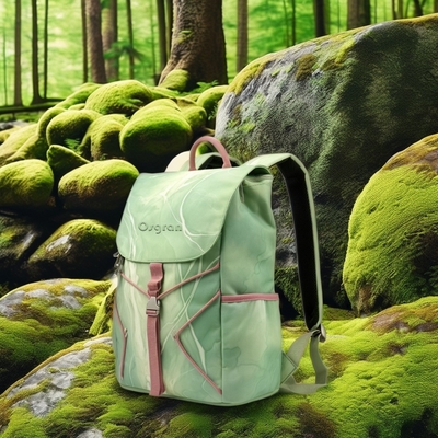 Mochila de viaje de nylon resistente al agua con bolsillos frontales dobles y cierre de cremallera portátil