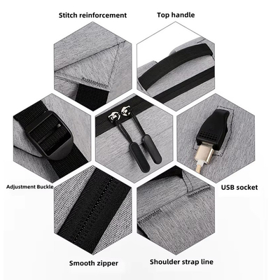 LOGO personalizado Mochila portátil para hombres Mochila de negocios a dos Mochilas impermeables de Oxford Mochila de estudiante de escuela con USB
