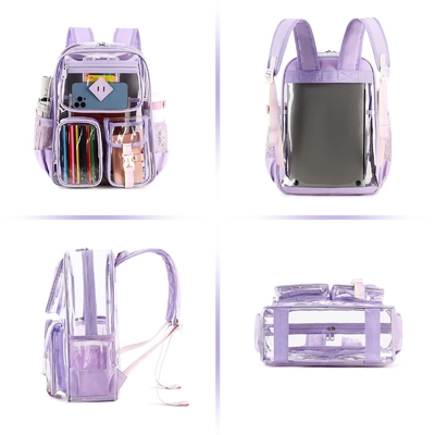 Bolsa de Bolsa de Viaje Transparente para la Escuela Bolsa de Libro de PVC Superior Transparente para Niñas Bolsa de Bolsa de Estudiantes para Hombres