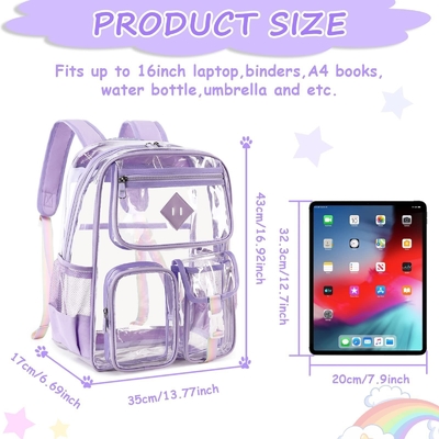 Bolsa de Bolsa de Viaje Transparente para la Escuela Bolsa de Libro de PVC Superior Transparente para Niñas Bolsa de Bolsa de Estudiantes para Hombres