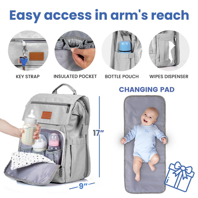 Bolso de pañales personalizado para bebés con almohadilla de cambio Bolsas de viaje grandes para bebés recién nacidos