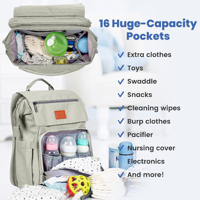 Bolso de pañales personalizado para bebés con almohadilla de cambio Bolsas de viaje grandes para bebés recién nacidos