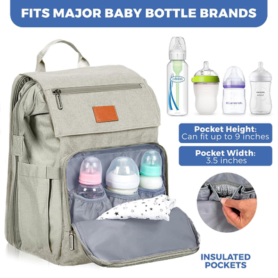 Bolso de pañales personalizado para bebés con almohadilla de cambio Bolsas de viaje grandes para bebés recién nacidos