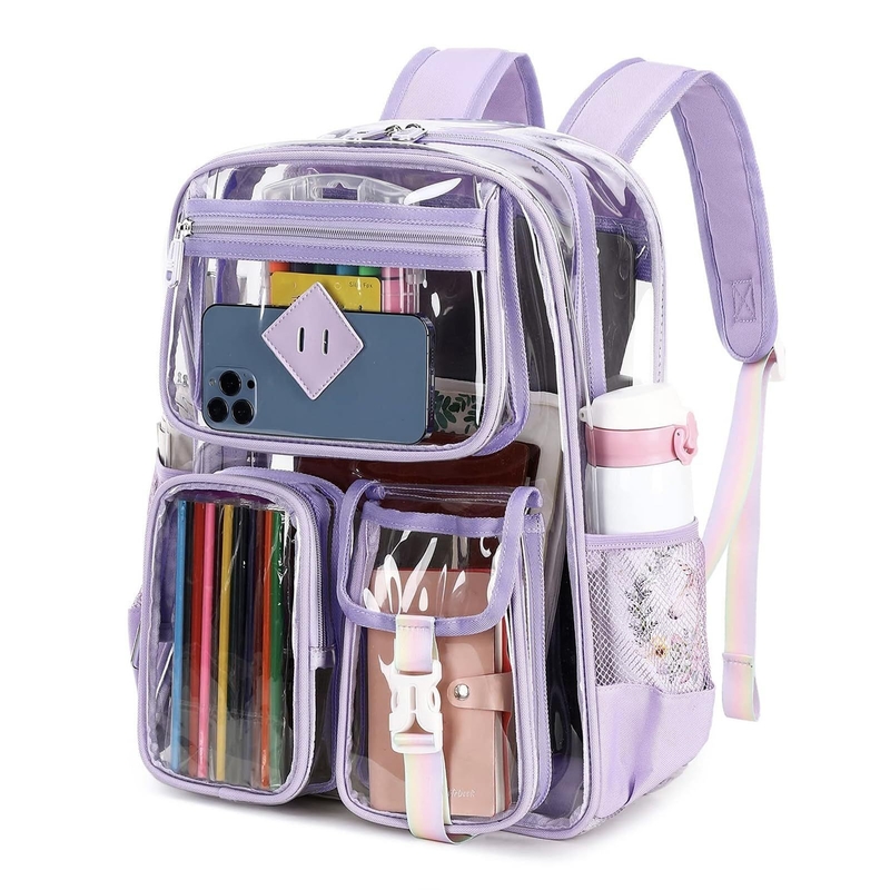 Bolsa de Bolsa de Viaje Transparente para la Escuela Bolsa de Libro de PVC Superior Transparente para Niñas Bolsa de Bolsa de Estudiantes para Hombres